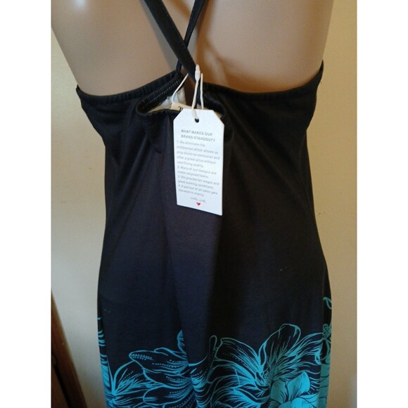 Borniu Womens Vneck Criss Cross Tank Beach Flower Sundress Size Xl-Blues/Floral - Picture 13 of 16